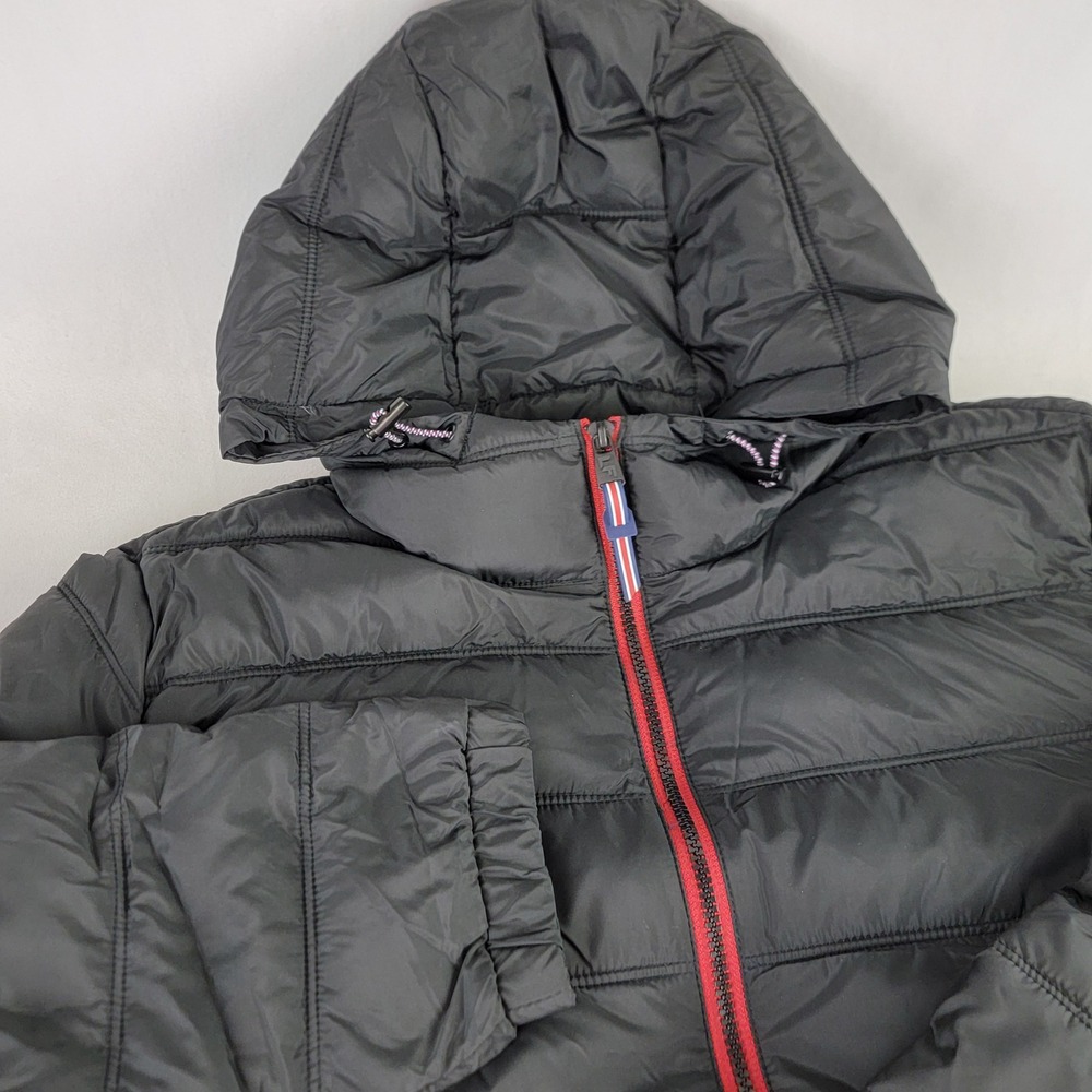 London Fog Men's M Puffer Jacket Coat Black Hooded Water Wind Resistant NEW